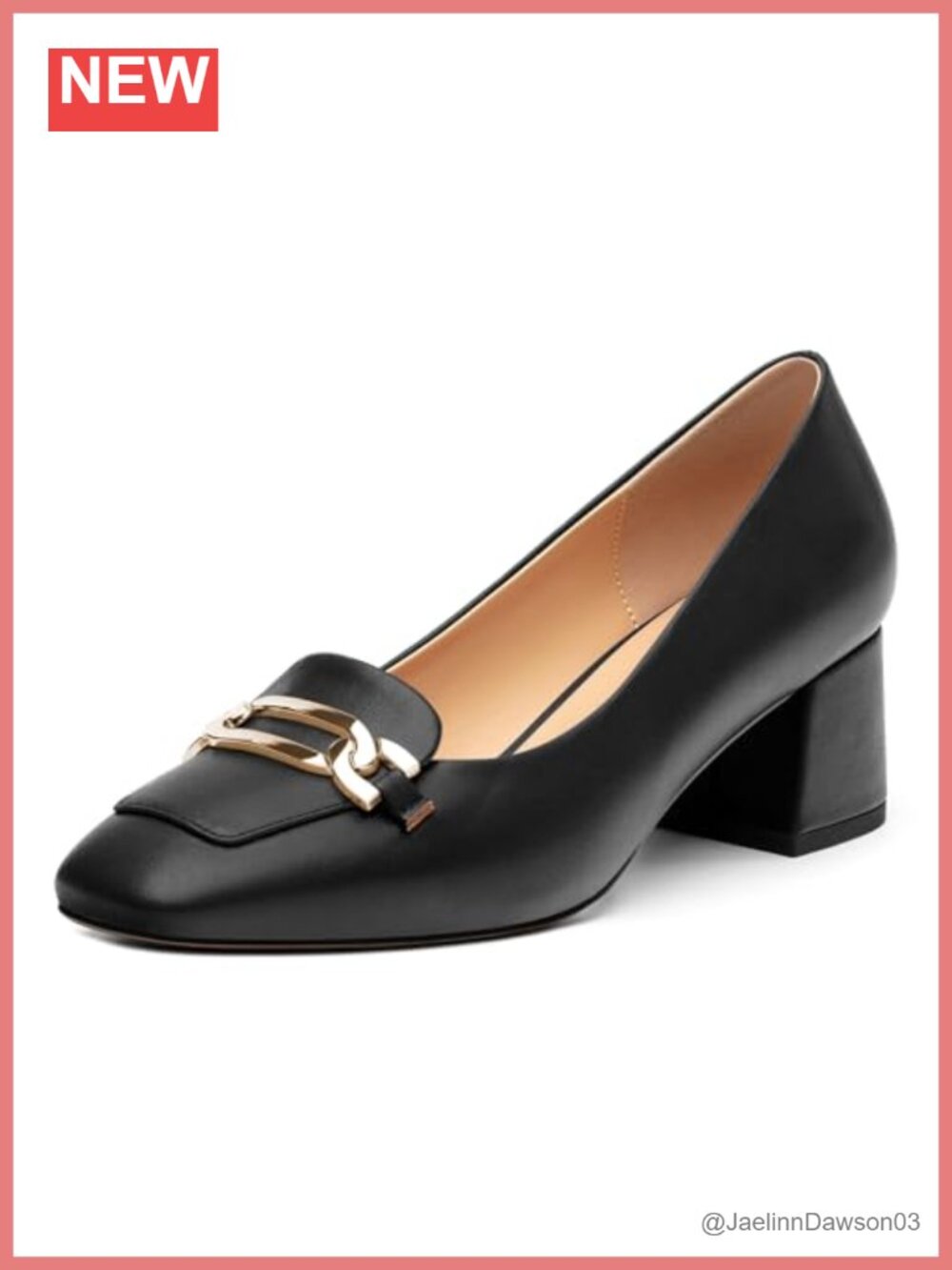 Women Square Toe Low Block Chunky Heel Slip On Pumps